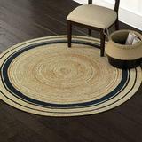 Black Border Handmade Hand Woven Boho Braided Jute Area Rug Natural Fibers Round Rugs for Living room Kitchen Indoor & Outdoor Carpet- 8â€� Feet (96 Inch)