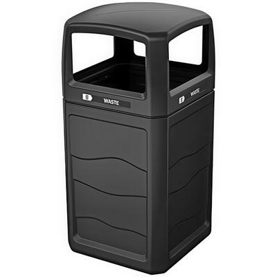 Busch Systems Renegade 193417 50 Gallon HDPE Decorative Trash Can with "Waste" Label