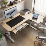 Eureka Ergonomic Corner L Shaped Standing Desk w/ Monitor Stand & LED Strips, Dual Motor Wood/Metal in White | 61.25 W x 43.25 D in | Wayfair