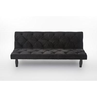 Infinity Twin 66" Wide Velvet Tufted Back Convertible Sofa Wood/Velvet in Black/Brown, Size 27.0 H x 66.0 W x 31.0 D in | Wayfair INFINITY-wd-401