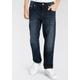 Stretch-Jeans KANGAROOS "regular fit mit geradem Beinverlauf", Jungen, Gr. 146, N-Gr, blau (dunkelblau), Denim/Jeans, Obermaterial: 98% Baumwolle, 2% Elasthan, bestickt, Basic, Basic lang, Jeans, bequeme Passform, gerades Bein, niedrige Leibhöhe