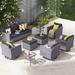 Red Barrel Studio® 9 Piece Sofa Seating Group w/ Cushions Synthetic Wicker/All - Weather Wicker/Wicker/Rattan in Black | Outdoor Furniture | Wayfair