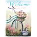 East Urban Home Old Bike Welcome 2-Sided Polyester 44 x 30 in. Garden Flag in Blue/Green/Pink | 44 H x 30 W in | Wayfair