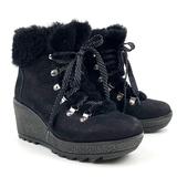 J. Crew Shoes | J. Crew Boots Nordic Wedge Heel Sherpa Fleece Black Suede Leather Hiker Size 6 | Color: Black | Size: 6