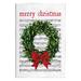 The Holiday Aisle® Merry Christmas Song Wreath by Lettered & Lined - Unframed Graphic Art on MDF in Gray/Green/Red | 15 H x 10 W x 0.5 D in | Wayfair