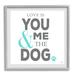 Stupell Industries Love Is You Me & The Dog Phrase Framed Giclee Art By K. Kaufman Wood in Blue/Brown | 12 H x 12 W x 1.5 D in | Wayfair