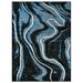 Black/Blue 120 x 96 x 0.5 in Area Rug - Orren Ellis HR Blue Grey Black Modern Contemporary Abstract Area Rugs Marble Pattern | Wayfair