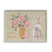 The Holiday Aisle® Happy Easter Bunny Rose Bouquet by Pam Britton - Textual Art on Canvas in Brown/Gray/Pink | 16 H x 20 W x 1.5 D in | Wayfair