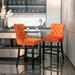 Rosdorf Park Velvet Upholstered Barstools w/ Button Tufted Decoration & Wooden Legs, & Chrome Nailhead Trim, Bar Stools | Wayfair