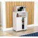 Latitude Run® White Finish Wood Microwave Cart w/ Cabinet Wood in Brown/White | 40.16 H x 23.62 W x 17.72 D in | Wayfair