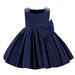 TAGOLD Toddler Girls Satin Embroidery Rhinestone Bowknot Birthday Party Gown Long Dresses Navy 2-3Years