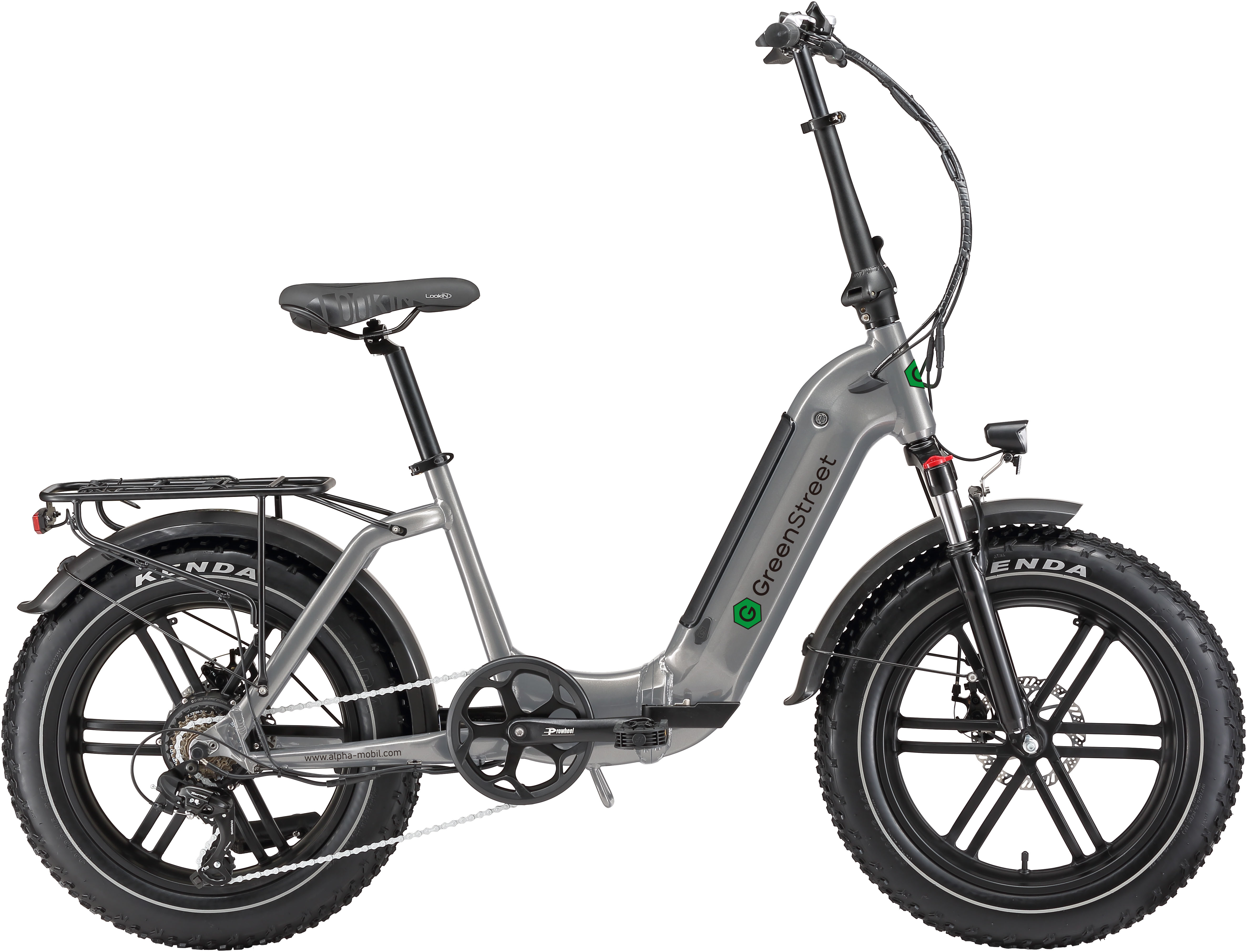 E-Bike GREENSTREET "Tiefeinsteiger Klapprad GS5" Gr. 42, grau (grau, schwarz), Elektrofahrräder, 40cm, 20 Zoll (50,80cm), Pedelec, Elektrofahrrad für Damen u. Herren, Topseller Image