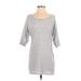 Casual Dress - Shift Scoop Neck 3/4 sleeves: Gray Print Dresses - Women's Size X-Small