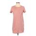 Forever 21 Casual Dress - Shift Crew Neck Short sleeves: Pink Print Dresses - Women's Size Small