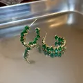 Boucles d'oreilles demi-cercle en cristal en forme d'œuf vert pour femmes accessoires de luxe pour