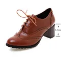 Girseaby-Brogue Rond à Talons en Bois pour Femme Escarpins à Plateforme de 2021 cm Sculpté Rétro