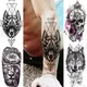 Tatouages Temporaires Géométriques Noirs de Loup pour Homme Adulte Boussole de Crâne Rose Faux