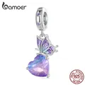 Bamoer-Breloques en Argent Sterling 925 pour Femme Pendentif en Forme de Cœur Perle de Face