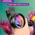 APEXEL – Kit d'objectif professionnel 2 en 1 pour caméra de téléphone objectif Photo grand Angle et