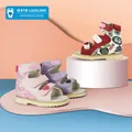 Sandales d'été en cuir pour filles chaussures orthopédiques pour enfants petites tailles 1 2 3 ans