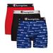 Champion Men's Everyday Cotton Stretch Boxer Brief 3-Pack (Size M) Royal/Black/Red, Cotton,Spandex