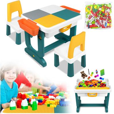 Hengmei - Kindertische Kindertisch Aktivitätstisch Set mit 1 Stühle und Stauraum Multifunktionaler Image