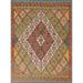 Geometric Reversible Kilim Oriental Area Rug Hand-woven Wool Carpet - 5'0" x 6'6"