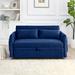Velvet Loveseat Sofa Modern Convertible Sofa Bed with Adjustable Backrest Pull out Bed and 2 Detachable Arm Pockets & 2 Pillows