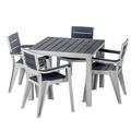 Inval Madeira 4-Seat Patio Dining Table and Armchair Set in Gray/Slate