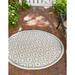 Rugs.com Outdoor Lattice Collection Rug â€“ 7 Ft Round Ivory Flatweave Rug Perfect For Kitchens Dining Rooms