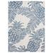 Blue/Navy 87 x 63 x 0.4 in Area Rug - Tommy Bahama Malibu Pineapple Coastal Indoor/Outdoor Area Rug, Ivory/Navy | 87 H x 63 W x 0.4 D in | Wayfair