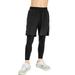 Xmarks Boy s 2 in 1 Sport Pants Shorts with Pockets Basketball Training Short Compression Tights for Teen Kid Black 11-12Y