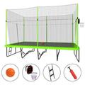 10ft by 17ft Rectangule Trampoline for Adults and Kids with Enclosure Net Two-step Ladder with Anti-slippery Steps Basketball Hoop Combo Bounce Outdoor Fitness Tranpoline Capacity for 5-6 Kids