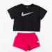 Nike Matching Sets | Girls Nike Cropped T-Shirt And Shorts Set, Brand New With Tags | Color: Black/Pink | Size: 6xg