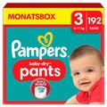 Pampers Windeln Pants Größe 3 (6-11kg) Baby-Dry, Midi mit Stop- und Schutz Täschchen, MONATSBOX, 192 Höschenwindeln
