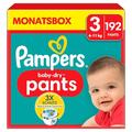 Pampers Windeln Pants Größe 3 (6-11kg) Baby-Dry, Midi mit Stop- und Schutz Täschchen, MONATSBOX, 192 Höschenwindeln