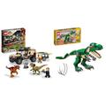 LEGO 76951 Jurassic World Pyroraptor & Dilophosaurus Transport, ab 7 Jahre & 31058 Creator Dinosaurier Spielzeug, 3in1 Modell mit T-Rex, Triceratops und Pterodactylus Figuren, Bausteine Set