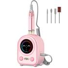 Madenia Electric Nail Drill 35000RPM Professional, Electric Gel Manicure Quiet Cute Portable e File for Acrylic Nails Gel, Adjustable Speed Electric Manicure and Pedicure Set with 4 Drill Bits, Pink