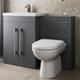 AURORA 1100mm L Shape Bathroom Vanity Unit D Shaped Toilet with Concealed Cistern Basin Sink Furniture Storage Ceramic Grey Gloss