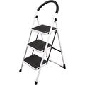 MarysDe@lz Folding Step Ladder 3 Step, Sturdy Heavy Duty Step Ladder with Handrails, White Wide Ladder Step Stool,Household Ladder for Adults 330lbs Capacity, 3 Steps (SL9986)