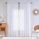 ALIGOGO White Lace Sheer Curtains 108 Inch Long, Vintage Flower Pattern Country Extra Long Curtains for Living Room Rod Pocket 2 Panels 52 W x 108 L Inch, White