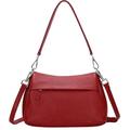 Designer Genuine Real Nappa Leather Handmade Women Ladies Travel Satchel Everyday Crossover Cross body Work Shoulder Handbag Bag (Red)