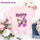 T-shirt rose pour filles Streetwear vêtements pour enfants 7e anniversaire licorne patinage à