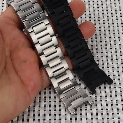 Bracelet de montre en métal argenté avec fermoir pliant bracelet de montre en acier convient à