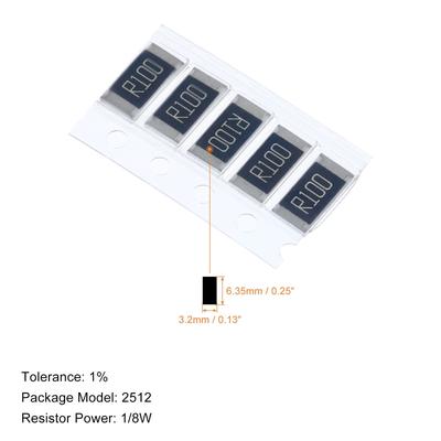 1Set/50Pcs 2512 Surface Mount Device Resistor Kit 0.01R-1R Ohm 1W