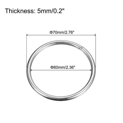 304 Stainless Steel O Rings, 4pcs Welded O-rings Round Rings - Silver Tone