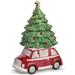 Car With Christmas Tree Winter Holiday Ceramic Cookie Jar