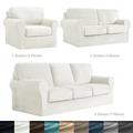 CJC Armchair Sofa Cover for 2-Seater 5-Piece Velvet Couch Slipcover with Separate Backrest and Cushion Cover 9 Colors