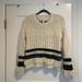 Anthropologie Sweaters | Anthropologie Amadi Cora Fringed Cream & Black Knit Sweater Size Small | Color: Black/Cream | Size: S