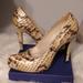 Giani Bernini Shoes | Gianni Bini Patent Leather Snake Skin Heels | Color: Tan | Size: 6.5